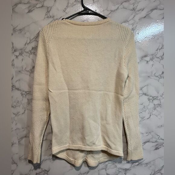 Ba&sh V Neck Women’s Sweater Sz 1 Cream Ribber Knit Wool Cashmere Button Accent - Picture 8 of 10
